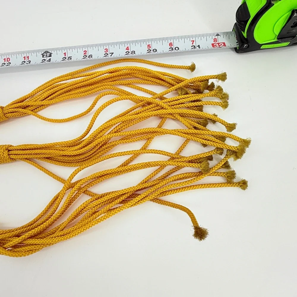 Vintage Macrame Wall Hanging Bell Chimes Mustard Yellow Boho Decor 31 in‎